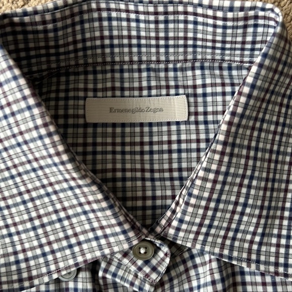 Ermenegildo Zegna Long Sleeve Button Down Red/Navy/Grey - Picture 4 of 7